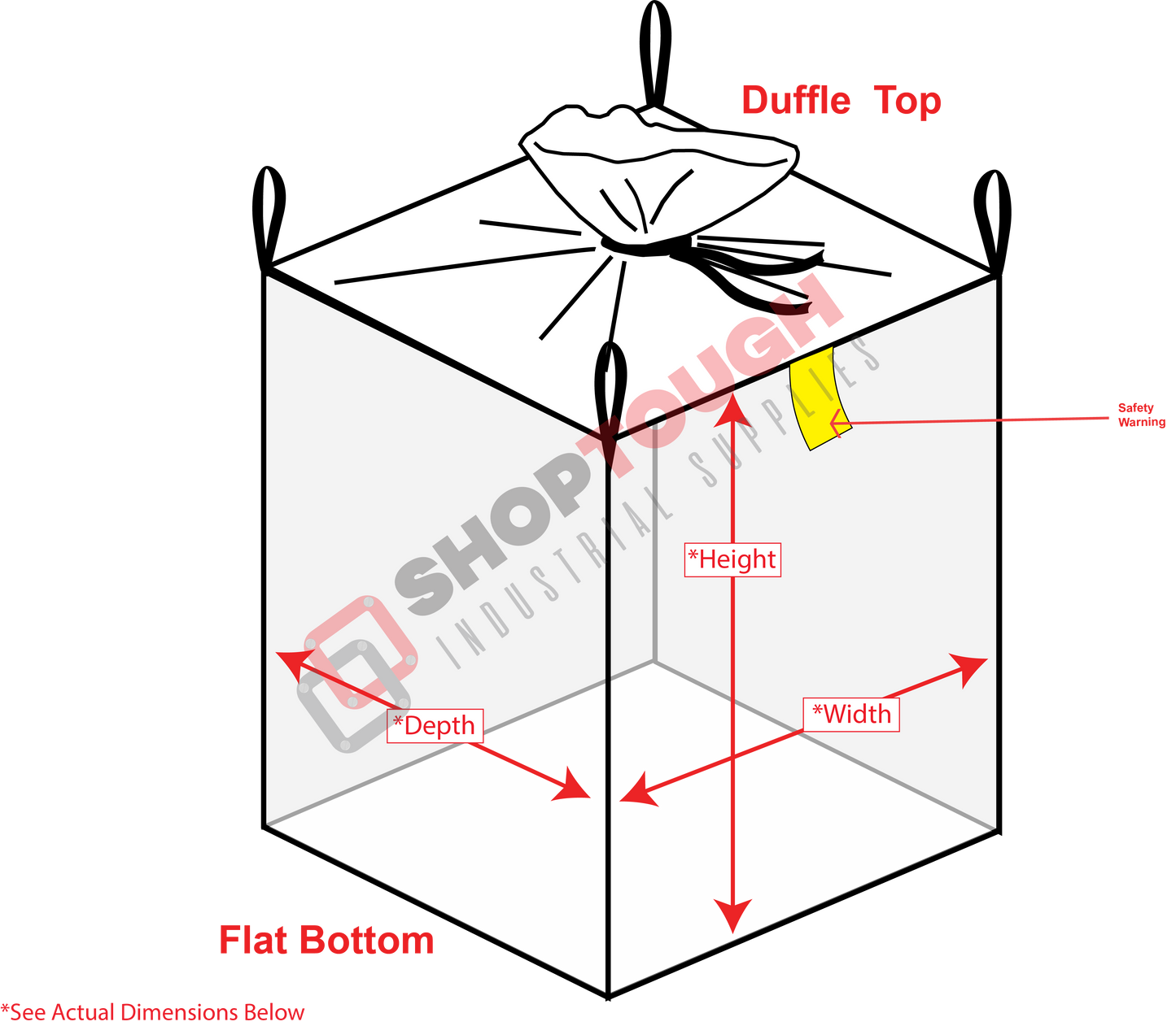FIBC 35x35x40 U-Panel Duffle/Flat 2000 LB Uncoated HARDWALL